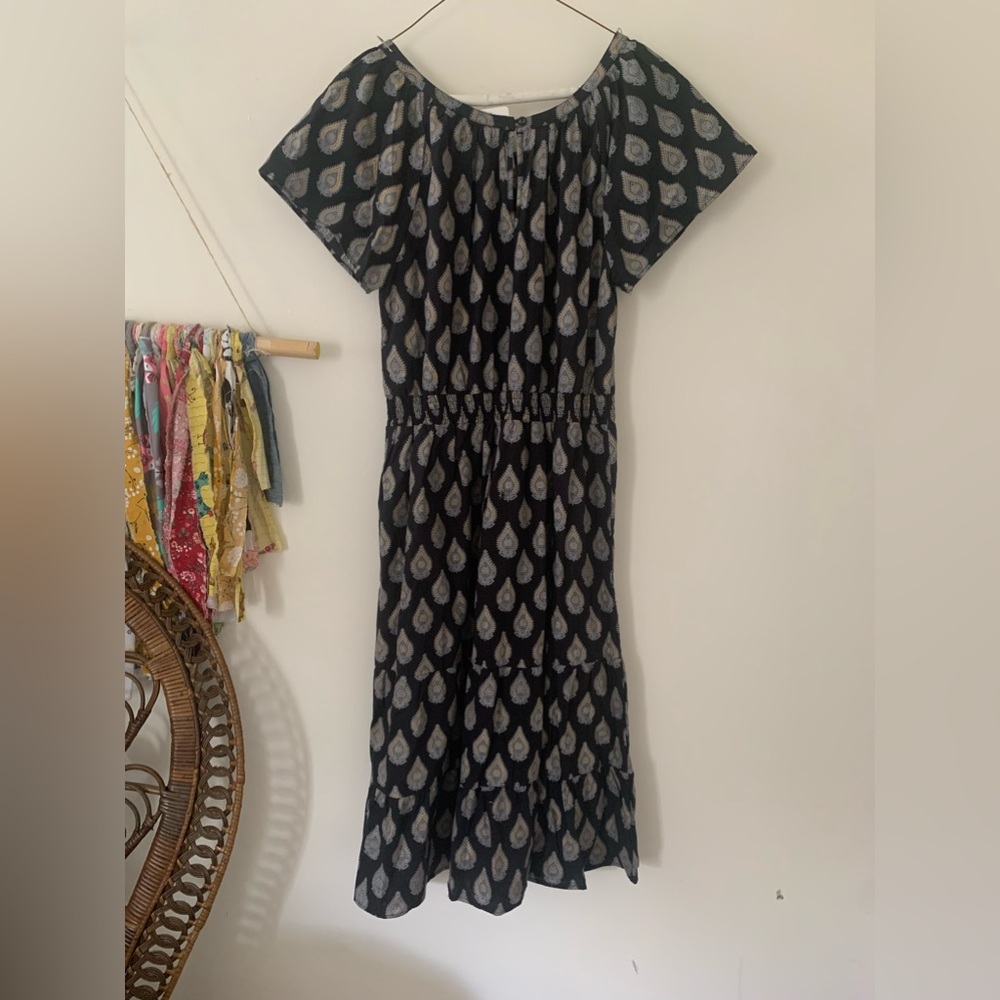 Beautiful long black dress with stretchy waist.